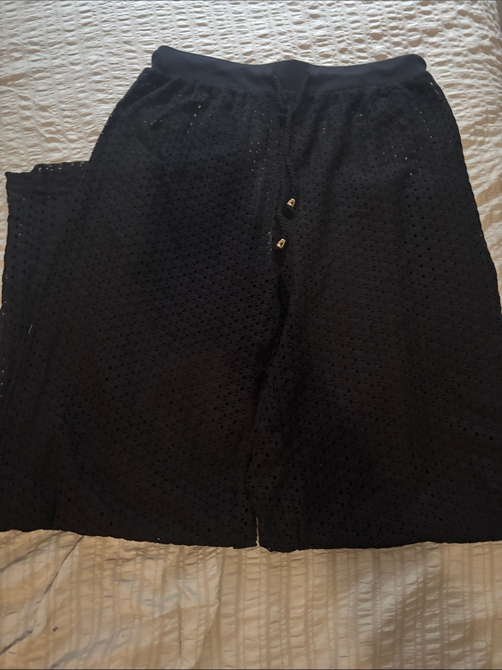 Black Eyelet Knit Women's pants set - FashionNova size Large - Picture 3 of 3